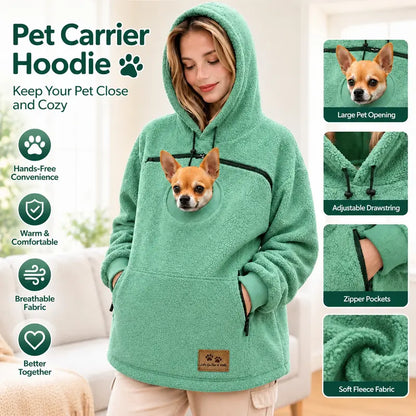 Hands-Free Pet Carrier Hoodie with Front Pouch for Small Cats & Dogs