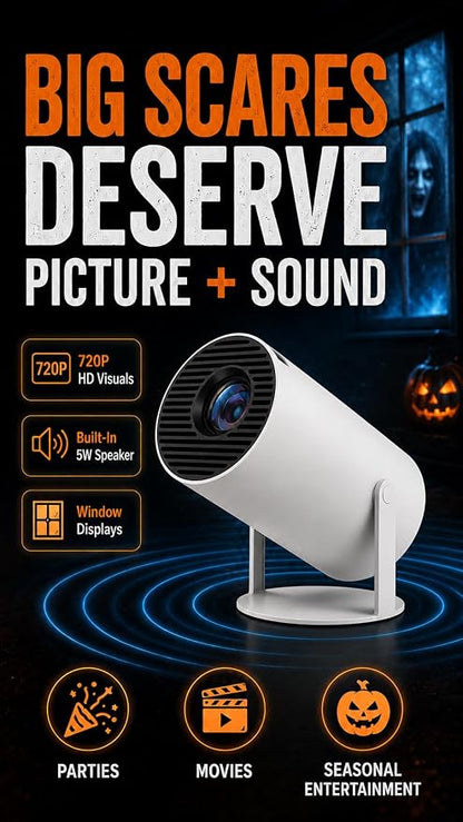 Halloween Window Projector 720P with Projection Screen