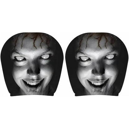 Halloween Car Decor Set! 2-Pack Breathable Ghost Face Headrest Covers, Upgrade Comfort Dust Cover, Immersive Horror Atmosphere Car Accessories Interior