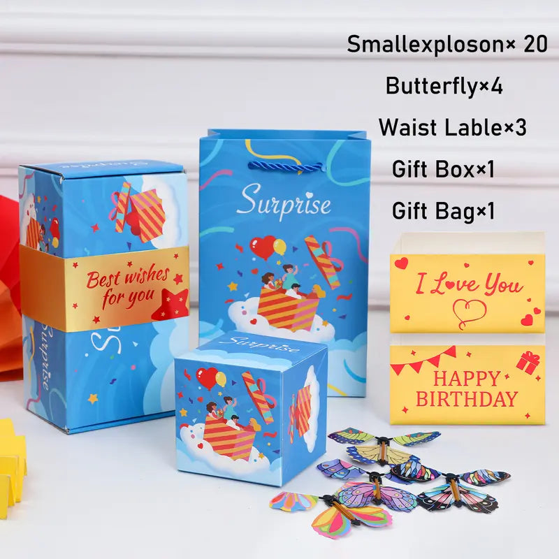 Birthday Surprise Gift Box – 20 Bounces Folding Cash Envelope with Flying Butterfly Toy