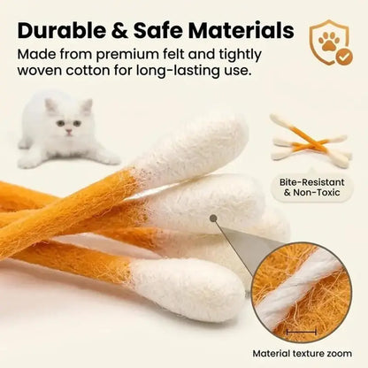 Summervibes 6 Pack Giant Q-tip Cat Toys – Soft Felt Cotton Swab Teething & Dental Chew Sticks for Kittens