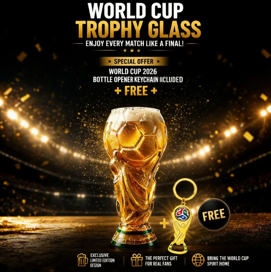 🏆500ml World Cup Trophy Glass – Celebrate Every Match Like a Champion with This Officially Inspired Football Collectible!