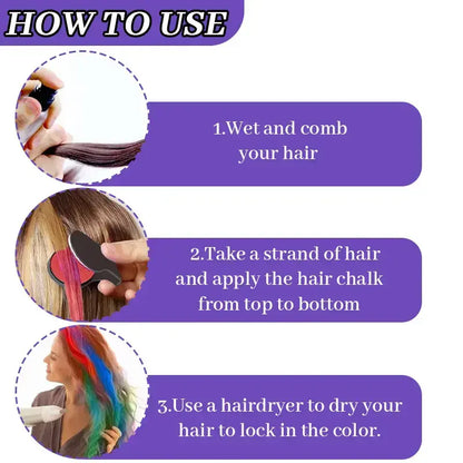 Bold Vibrants Temporary Hair Chalk Dye – Washable Color Makeup for Events, DIY Hair Styling
