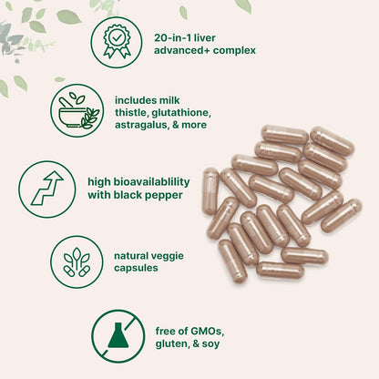 Liver Detox, 240 Veggie Capsules | 20-in-1 Advanced Support Complex with Milk Thistle, Dandelion, NAD, NAC, ALA