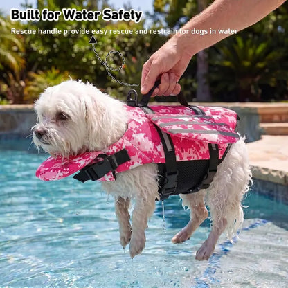 Cute Wings Dog Life Jacket – Adjustable Reflective Swim Vest with Chin Float & Handle