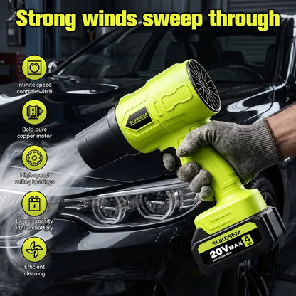 SUKESEM Handheld Wireless Blower - Lightweight Portable Car Cleaning Blower with Rechargeable Battery, High-Power Turbo Fan for Dust Removal & Drying