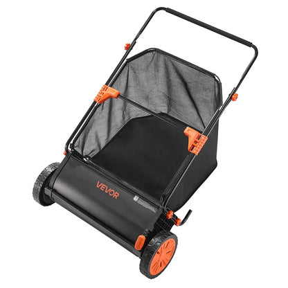 VEVOR 26-Inch Push Lawn Sweeper - 7 Cu. Ft. Hopper Bag Leaf & Grass Collector