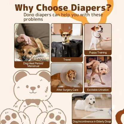 Dono Disposable Dog Diapers Female-60PCS/20PCS, Pull it Up Doggie Diapers for Female Dogs with 360° Stretchy Waist, Doggy Diapers for Dog in Heat Period, Super Absorbent Leak-Proof Puppy Diapers, Perfect for Summer Vibes and Pet Lovers