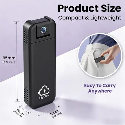 FlyCloud 7 Body Camera – 1080P HD, Night Vision, Wi-Fi, AI Motion Detection, Free 16GB TF Card