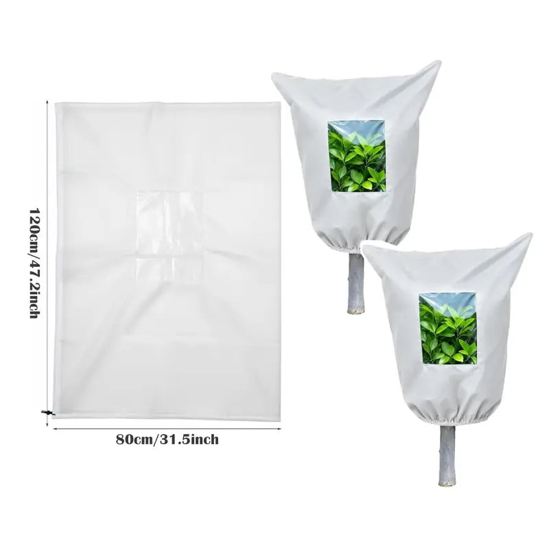 Plant Frost Protection Cover - Winter Frost Blanket Bag with Zipper & Transparent Panel