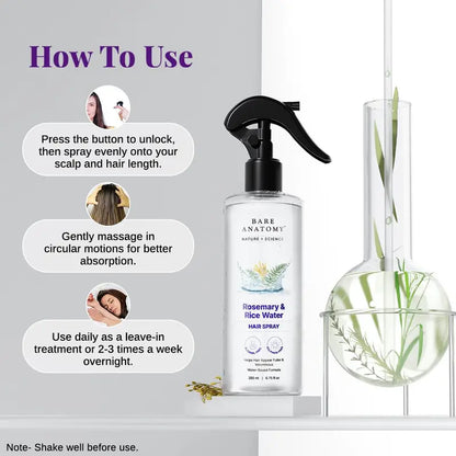Nature x Science Rosemary Water and Rice Water Hair Mist, 100% Natural Extract, Soft & Smooth, Non-Greasy & Fast Absorbing