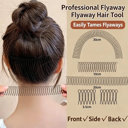 U Shape Hair Finishing Fixer Comb Set (3 Pieces) – Stretchable Flyaway Hair Pins with Wavy Spring Design