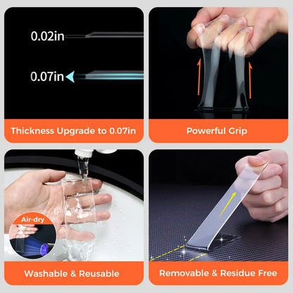 Heavy-Duty Clear Nano Double-Sided Mounting Tape – Washable, Removable & Residue-Free Wall Tape for Pictures, Hooks & More
