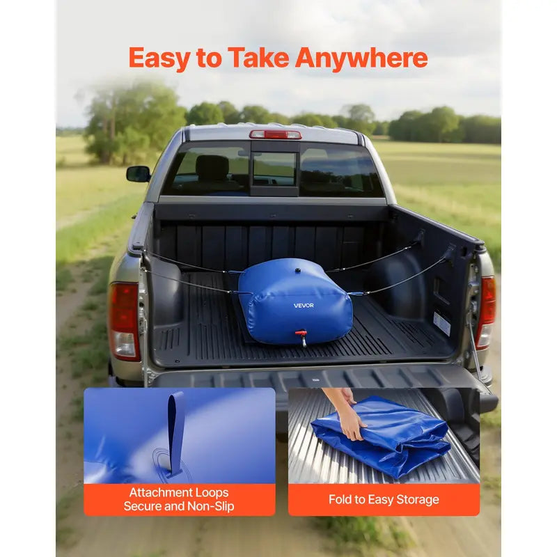 VEVOR Collapsible Water Storage Bladder Tank, 330L / 87.2 Gal, 1000D Dual-Layer PVC