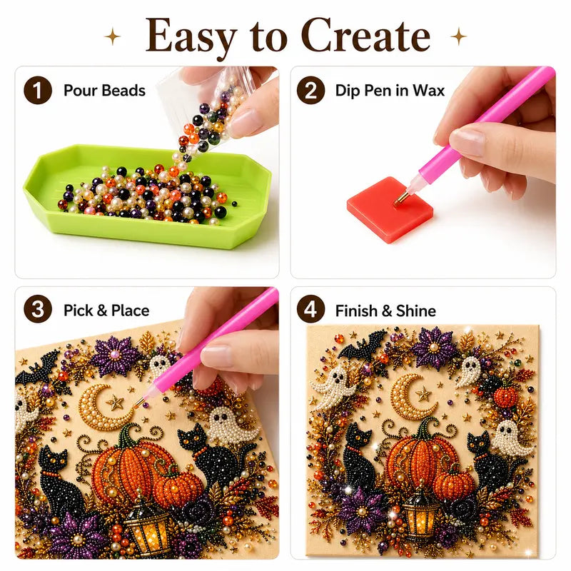 Halloween 5D Diamond Painting Kit – DIY Pearl Bead Art for Adults & Teens