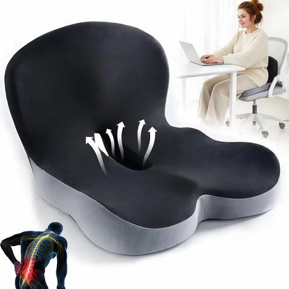 Non-Slip Memory Foam Deep Seat Cushion Pad, Removable & Washable Cover, Extended Zipper, Back Pressure Relief Support for Home, Office, Car & Truck, All-Season Patchwork for Sciatica Relief