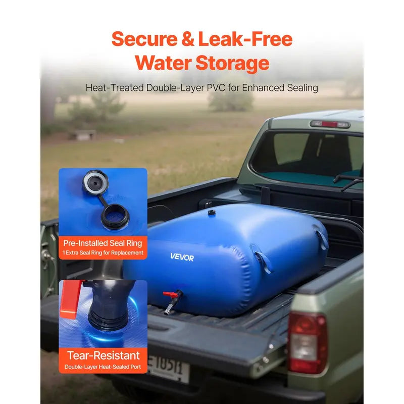 VEVOR Collapsible Water Storage Bladder Tank, 330L / 87.2 Gal, 1000D Dual-Layer PVC