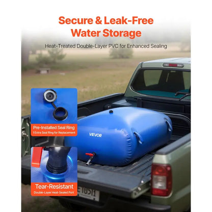 VEVOR Collapsible Water Storage Bladder Tank, 330L / 87.2 Gal, 1000D Dual-Layer PVC