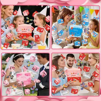 Birthday Surprise Gift Box – 20 Bounces Folding Cash Envelope with Flying Butterfly Toy