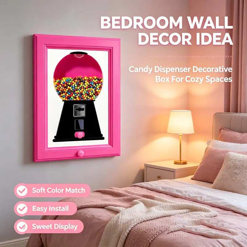 Pink Wall-Mount Candy Dispenser Photo Frame