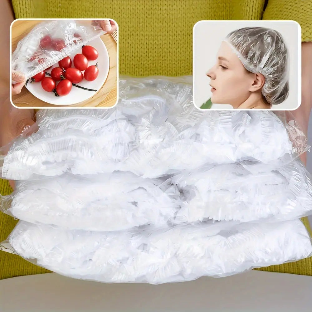 500Pcs Value Pack Disposable Food Covers, Elastic Plastic Bowl Covers, Stretchable Food Wrap for Bowls, Plates, Dishes, BPA Free, Food Grade for Home, Restaurant & Catering