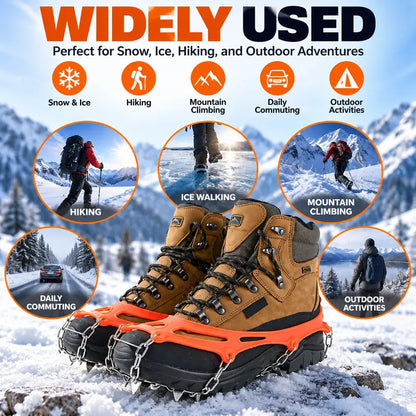 Ice Cleats for Shoes & Boots, 8-Spike Stainless Steel Traction Grips for Snow & Ice