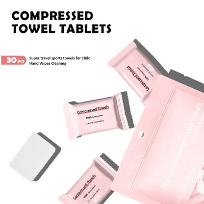 ICOTLE Compressed Towel Tablets - Disposable Face Towels for Travel, Camping & Hiking, 30 Count, 9.4" x 11.8"