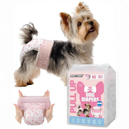 Dono Disposable Dog Diapers Female-60PCS/20PCS, Pull it Up Doggie Diapers for Female Dogs with 360° Stretchy Waist, Doggy Diapers for Dog in Heat Period, Super Absorbent Leak-Proof Puppy Diapers, Perfect for Summer Vibes and Pet Lovers