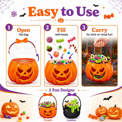 Transparent PE Holiday Gift Bags - Clear Pumpkin Bags for Halloween, Christmas, Valentine's Day & Easter Candy Storage