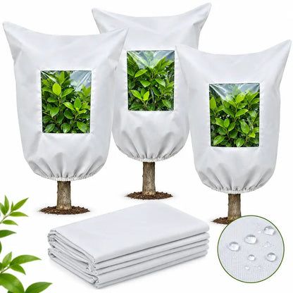 Plant Frost Protection Cover - Winter Frost Blanket Bag with Zipper & Transparent Panel