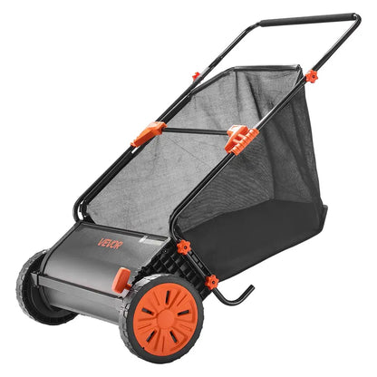 VEVOR 26-Inch Push Lawn Sweeper - 7 Cu. Ft. Hopper Bag Leaf & Grass Collector