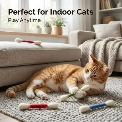 Summervibes 6 Pack Giant Q-tip Cat Toys – Soft Felt Cotton Swab Teething & Dental Chew Sticks for Kittens