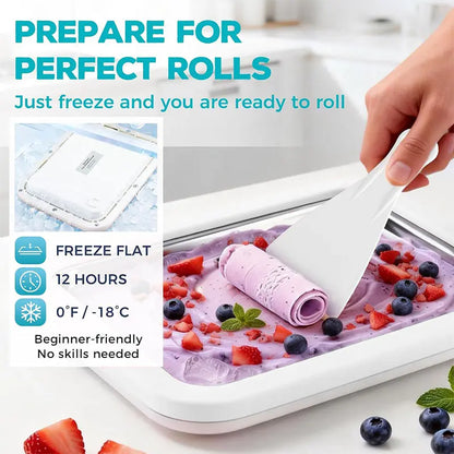 Stainless steel ice cream roll maker with scrapers