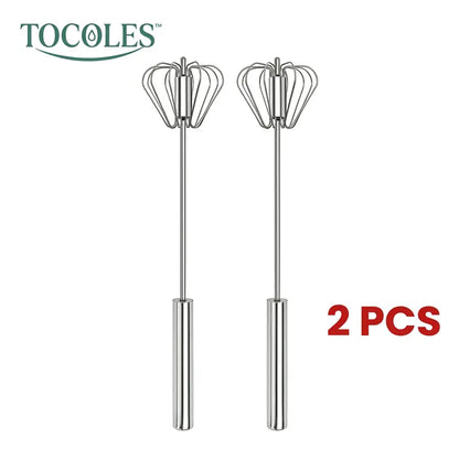 Semi-Automatic Stainless Steel Hand-Push Rotary Whisk – Food-Grade Rust-Resistant, Sturdy Riveted Construction | Eggs, Coffee, Cream & Batter | Easy to Clean | 1pc / 2pcs / 4pcs