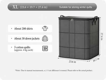 Large Storage Bin with Zipper — Foldable Moving Bag for Blankets, Bedding & Clothes，Large capacity 180L：23.62"× 19.69" × 27.56"