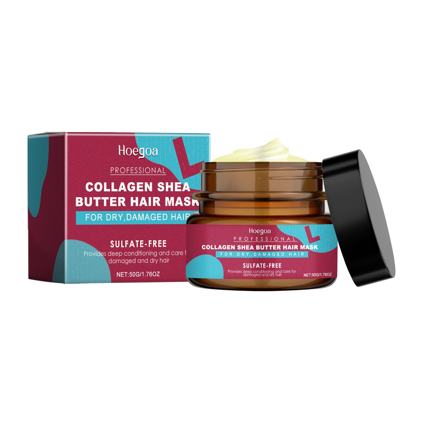 Hoegoa Professional Collagen Shea Butter Hair Mask – Sulfate-Free, For Dry & Damaged Hair
