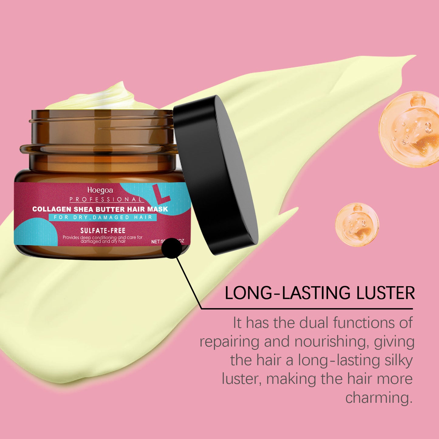 Hoegoa Professional Collagen Shea Butter Hair Mask – Sulfate-Free, For Dry & Damaged Hair