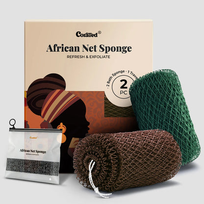 African Exfoliating Net Sponge – 2 Pack | Hygienic, Quick-Drying Bath Sponge