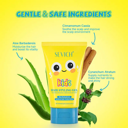 SEVICH Kids' Haircare Styling Gel - Portable Mild Plant-Based, Hypoallergenic, Strong Hold, Moisturizes, Easy Wash Out, Fruity Scent, Ideal for Slick Back Hairstyles & Taming Flyaways