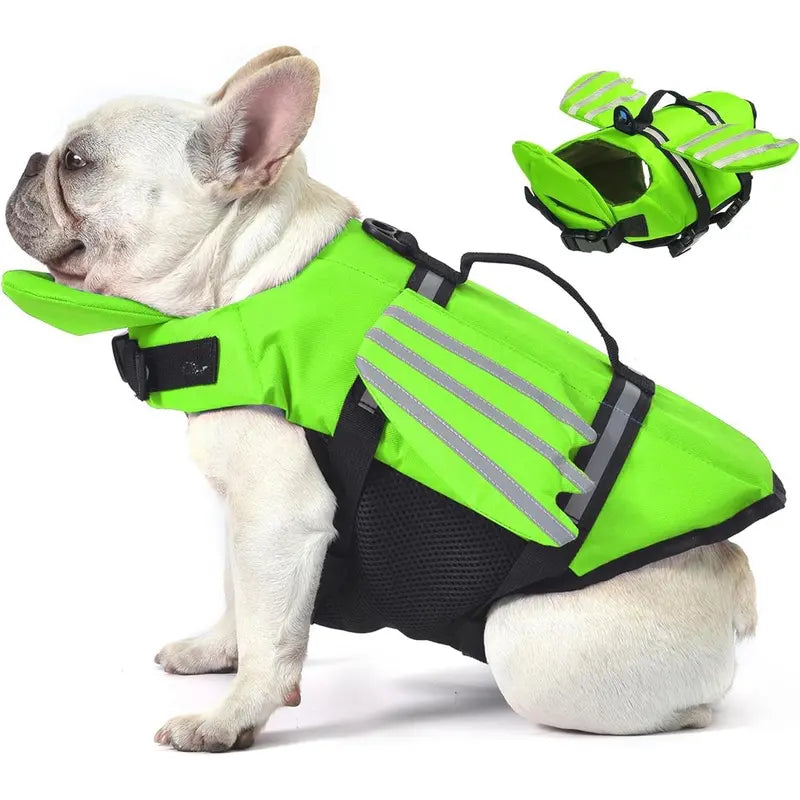 Cute Wings Dog Life Jacket – Adjustable Reflective Swim Vest with Chin Float & Handle