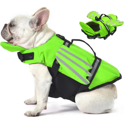 Cute Wings Dog Life Jacket – Adjustable Reflective Swim Vest with Chin Float & Handle