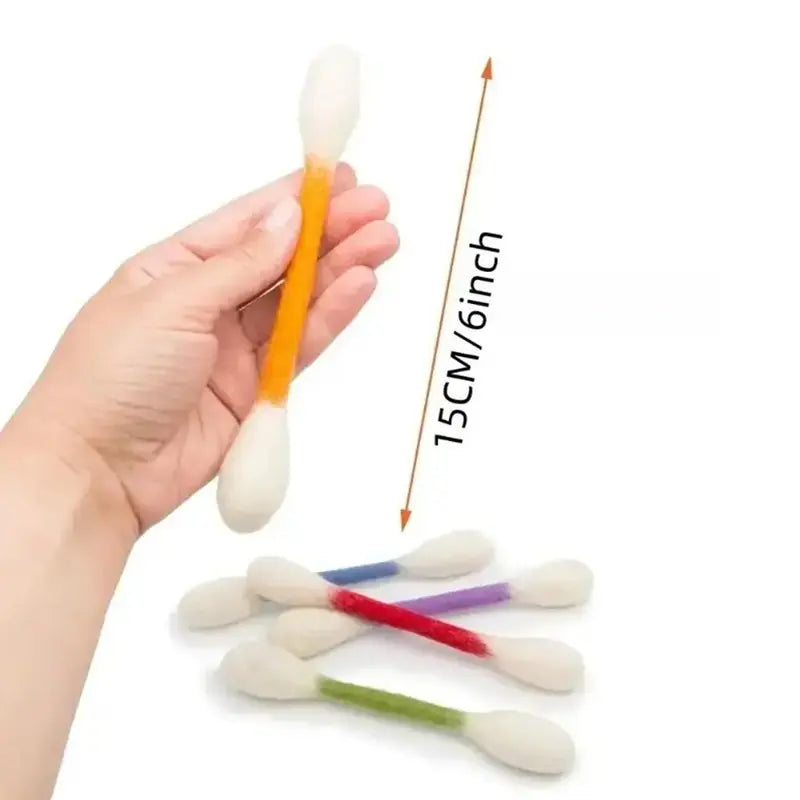Summervibes 6 Pack Giant Q-tip Cat Toys – Soft Felt Cotton Swab Teething & Dental Chew Sticks for Kittens