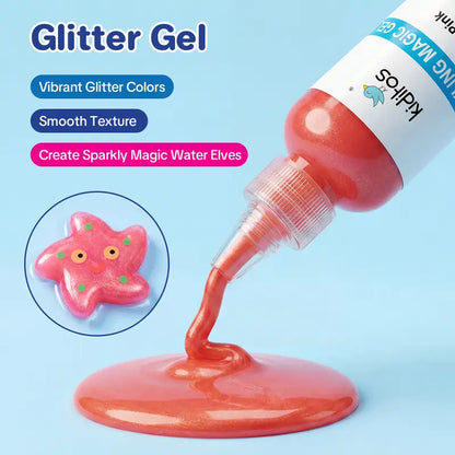 Kiditos Magic Water Elf Toy Kit – 20 Magic Gels & 10 Molds, DIY Squishy Maker Aqua Fairy Water Pets, Sensory STEM Craft, Party Favors & Birthday Gifts for Kids Ages 3+