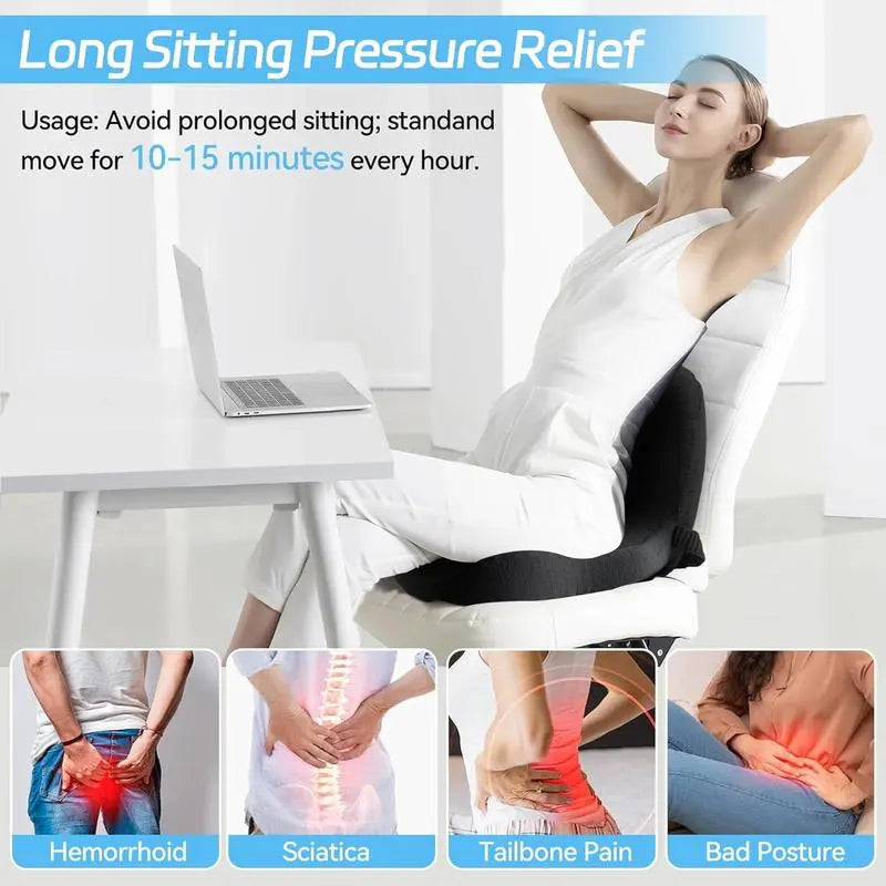 Non-Slip Memory Foam Deep Seat Cushion Pad, Removable & Washable Cover, Extended Zipper, Back Pressure Relief Support for Home, Office, Car & Truck, All-Season Patchwork for Sciatica Relief
