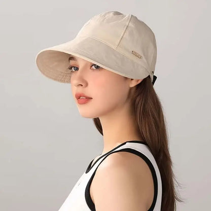 1/2/4 Pack Women's Wide Brim Sun Visor Hat - UPF 50+ Open Top Cap for Ponytails, Golf, and Beach