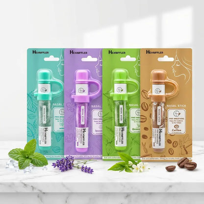 Essential Oil Aroma Stick, Portable Aroma Stick with Menthol & Plant Essential Oils, Pocket-Size Personal Care Accessory for Travel, Work, Study & Daily Use, 4 Scents