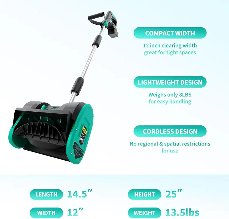 Cordless Electric Snow Shovel, 12-Inch Clearing Width