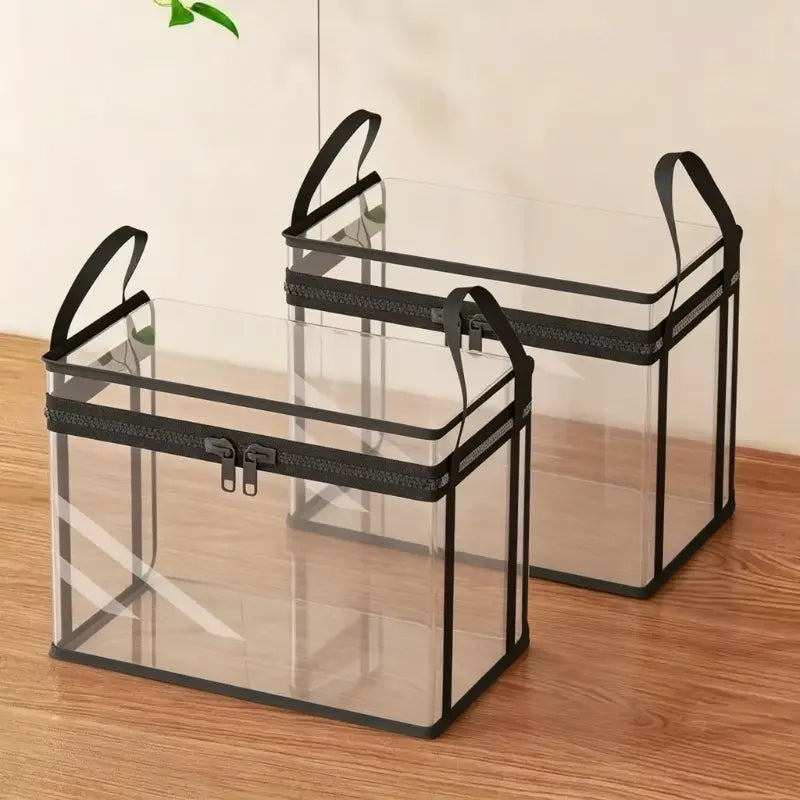 Large Clear Plastic Storage Box with Zipper Lid – Heavy-Duty Organizer for Home, Camping & Moving.