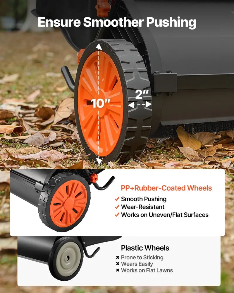VEVOR 26-Inch Push Lawn Sweeper - 7 Cu. Ft. Hopper Bag Leaf & Grass Collector