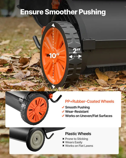 VEVOR 26-Inch Push Lawn Sweeper - 7 Cu. Ft. Hopper Bag Leaf & Grass Collector